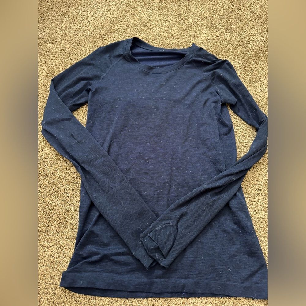Lululemon Swiftly Tech Long Sleeve Shirt Womens Size 8 Dark Blue Navy Activewear